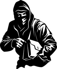 Plundered Purse Stolen Bag Vector Logo Thievery Treasures Robber Emblem