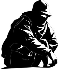 Covert Cache Stolen Bag Emblem Design Shadow Steal Robber Vector Icon