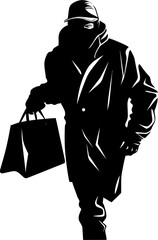 Cunning Cargo Robber with Stolen Goods Symbol Shadow Sack Stolen Bag Vector Logo