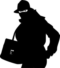 Scheming Swindle Stolen Bag Icon Design Pilfered Purse Robber with Stolen Bag Symbol