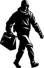 Sneaky Sack Robber Emblem Icon Covert Capture Stolen Bag Icon Vector