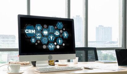 Customer relationship management system on modish computer for CRM business and enterprise