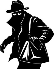 Shadow Steal Robber Vector Emblem Pilfered Purse Stolen Bag Icon Design