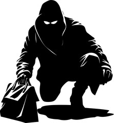 Filched Fleece Stolen Bag Icon Design Heist Haul Robber Emblem Design