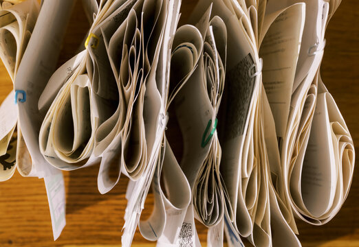  business receipts in closeup