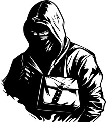 Filched Fleece Stolen Bag Icon Vector Heist Haul Robber Emblem Design