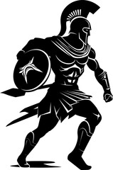 Sprinting Gladiator Warrior Emblem Vector Speedy Stride Running Warrior Icon Design