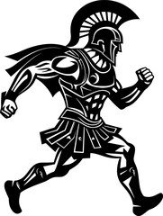 Dynamic Legionnaire Gladiator Warrior Icon Design Swift Stride Sentinel Warrior Sprint Emblem