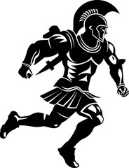 Velocity Vanguard Gladiator Warrior Vector Logo Dynamic Legionnaire Running Warrior Emblem Design