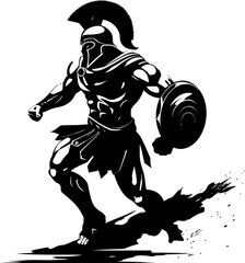 Dynamic Legionnaire Running Warrior Emblem Design Swift Stride Sentinel Gladiator Sprint Icon
