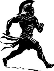 Speedy Stride Sentinel Gladiator Emblem Icon Racing Roman Running Gladiator Symbol