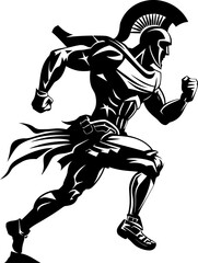 Swift Spartan Sprinter Warrior Emblem Design Fleet footed Fury Running Gladiator Vector