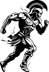 Speedy Stride Sprinter Gladiator Emblem Design Racing Roman Running Warrior Symbol