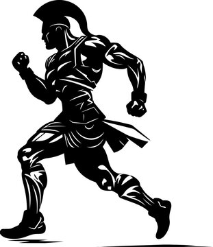 Racing Roman Running Warrior Symbol Swift Spartan Stride Gladiator Vector Logo
