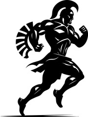 Sprinting Sentinel Gladiator Emblem Design Rapid Runners Resolve Running Warrior Icon