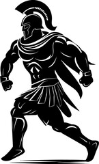 Agile Avenger Running Gladiator Emblem Swiftness Sentinel Warrior Vector Icon