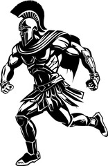 Sprinting Sentinel Gladiator Emblem Design Rapid Runners Resolve Running Warrior Icon