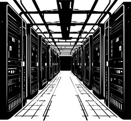 Silicon Sanctuary Server Farm Vector Design Data Grove Digital Meadow Logo