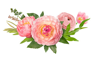 Colorful png flower bouquet collage element, floral design in transparent background