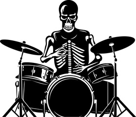 Drumming Death Skeleton Drummer Icon Xylophone Bones Drummer Vector Logo