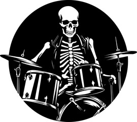 Xylophone Bones Drummer Vector Logo Rhythmic Remains Rock Drummer Symbol