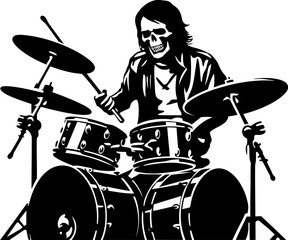 Skull Sticks Rock Musician Vector Percussion Phantasm Drummer Skeleton Emblem