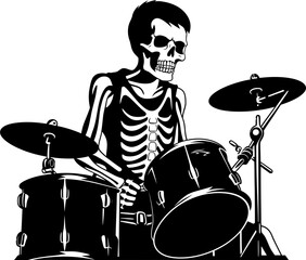 Ghostly Grooves Musician Drummer Icon Bone Bang Skeleton Drummer Symbol