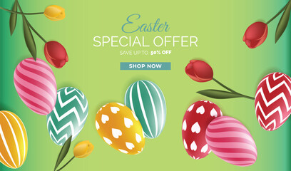realistic easter sale banner design vector illustration