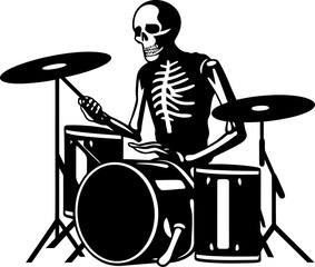 Skeletal Serenade Drummer Vector Design Bone Beat Musician Skeleton Emblem