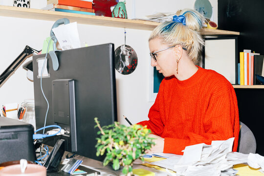 Woman working in home office