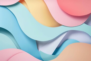 pastel colored abstract paper shapes background geometric design concept illustration