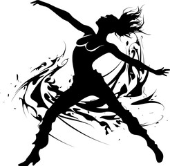 Fototapeta premium Spiritual Swirl Soul of Dance Logo Dynamic Dancer Vector Emblem Icon