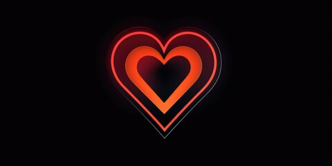 A heart shaped neon sign on a black background, perfect for adding a romantic touch to any design project