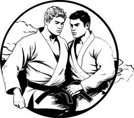 Twin Fury Vector Logo Design Mirror Masters Martial Artist Icon Emblem