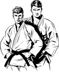 Dual Warrior Harmony Vector Logo Design Yin Yang Martial Unity Iconic Emblem