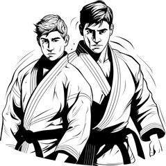 Yin Yang Yoke Martial Artist Design Twin Tempest Vector Emblem Icon