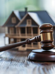 A wooden gavel resting on a table, suitable for legal concepts or auction themes