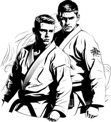 Balanced Battlers Martial Artist Symbol Symbol Dynamic Duels Vector Icon Emblem