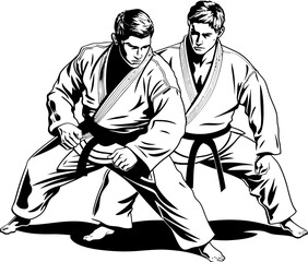 Mirror Monarchs Martial Artist Design Logo Twin Thunder Vector Symbol Design