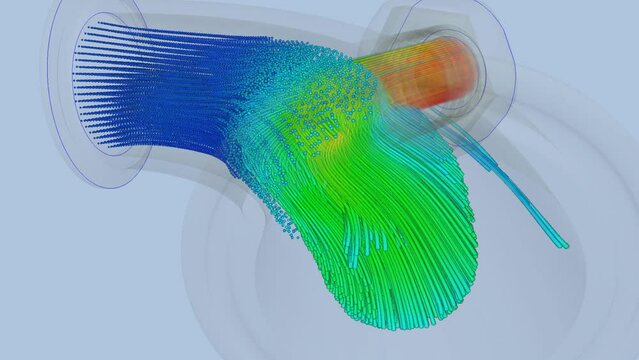 CFD simulation Computational fluid dynamics - pipe fitting airflow simulation