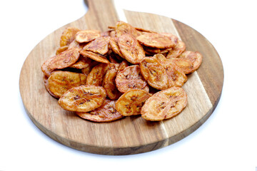 Crispy banana chips. Fruit snack