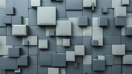 A gray and white abstract wall with many cubes in it, AI