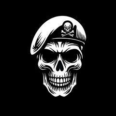 illustration design logo a skull army beret