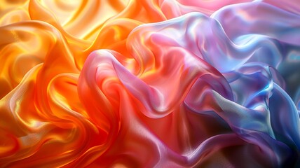Obraz premium 抽象的な虹色の絹の波の背景テクスチャ
