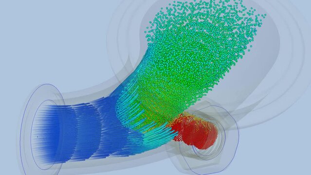 CFD simulation Computational fluid dynamics - pipe fitting airflow simulation