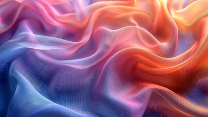 Fototapeta premium 抽象的な虹色の絹の波の背景テクスチャ