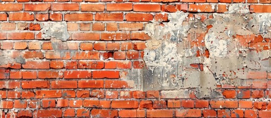 An old, red-brick wall from an aged building serves as a backdrop in the image.