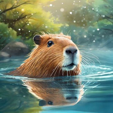 capybara in the water
