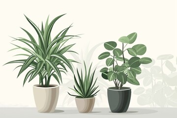 Elegant set of minimalist potted plant illustrations, perfect for interior design and home staging concepts