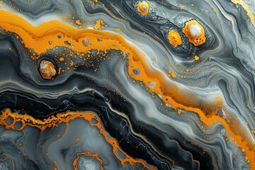Abstract orange and black marble texture. Flowing liquid pattern for modern art design, bright background, wallpaper